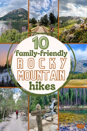 10 family-friendly rocky mountain hikes with grid showing 9 hiking trails/landscapes from Rocky Mountain NP