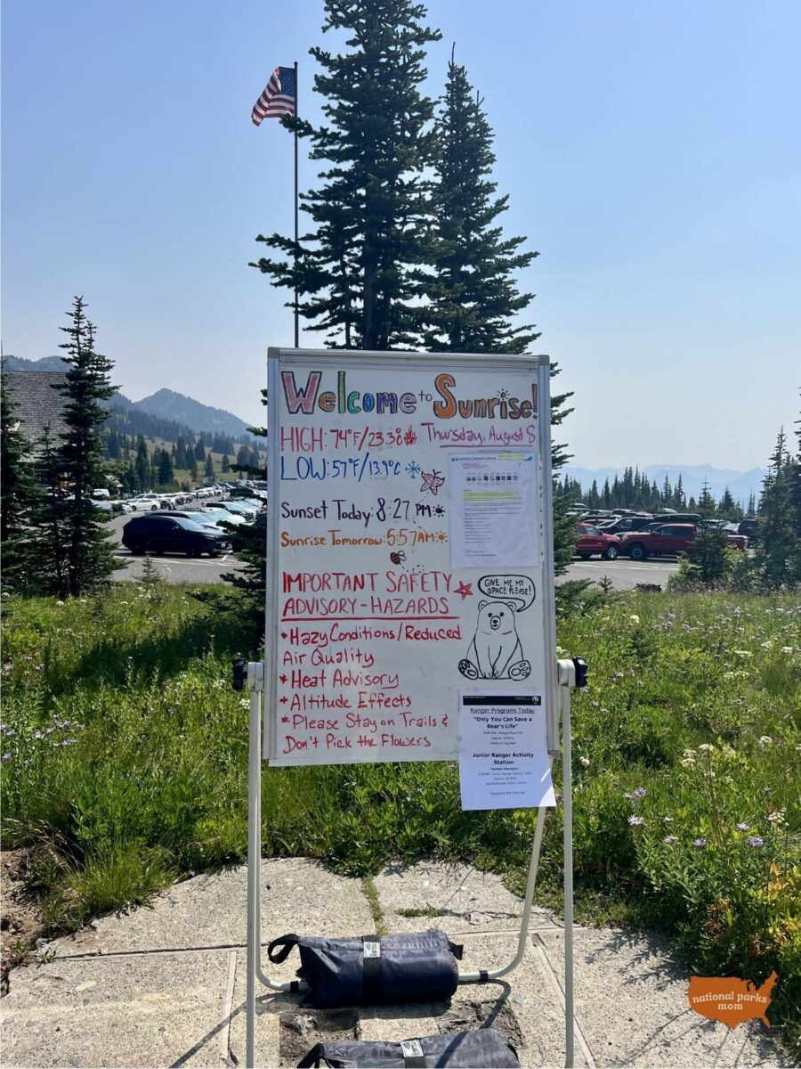 Park Ranger sign at the Sunrise Visitor Center, Mt. Rainier NP