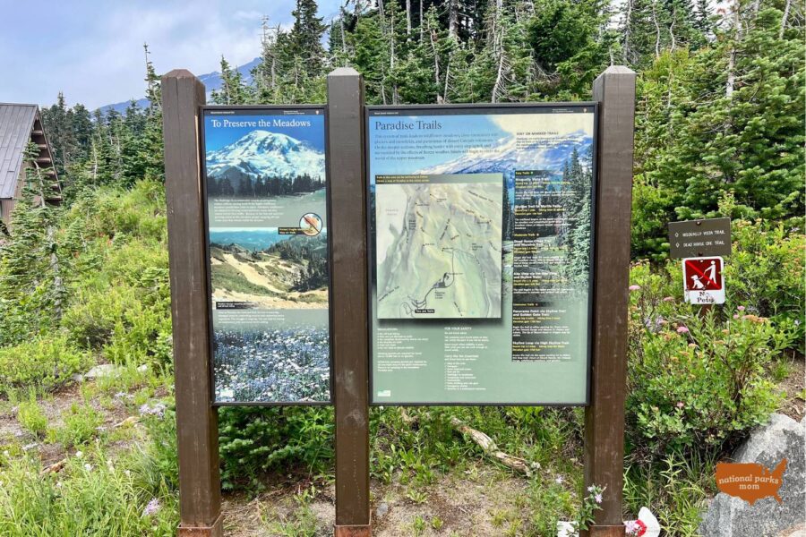 map of trails in Paradise area of Mt. Rainier