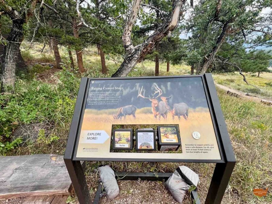 sign along the nature trail at the Moraine Park Museum, Rocky Mountain National Park, CO